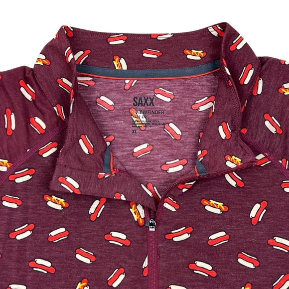 SAXX Viewfinder 1/2 Zip Merino Wool Base Layer Men’s Long Sleeve XL Hot Dog - Picture 3 of 9